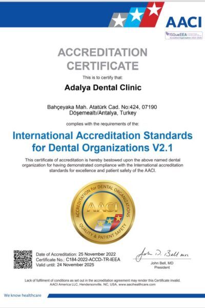 adalya-dental-clinic-aaci-certificate-1 adalya dental clinic aaci certificate